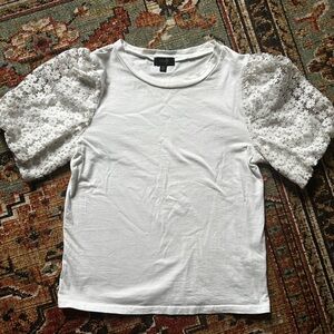 Ontwelfth White Lace Puff Sleeve Blouse